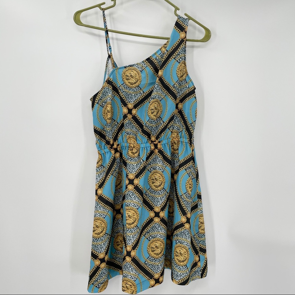 NEW! Blue Dress with Chain & Coin Print - Picture 9 of 15